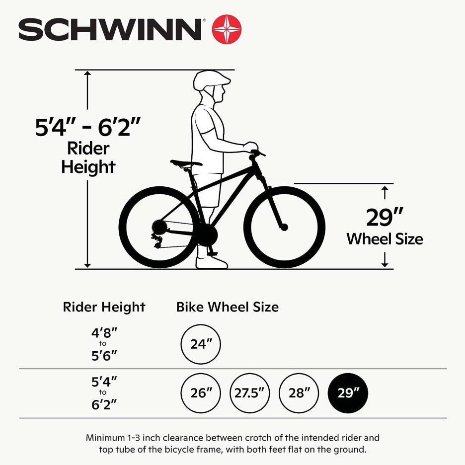 Schwinn Fleet Adult Mountain Bike, 29-Inch Tyres, 17-Inch Lightweight Alloy Frame, Front Suspension, 9 Speed, Disc Brakes, Matte Black