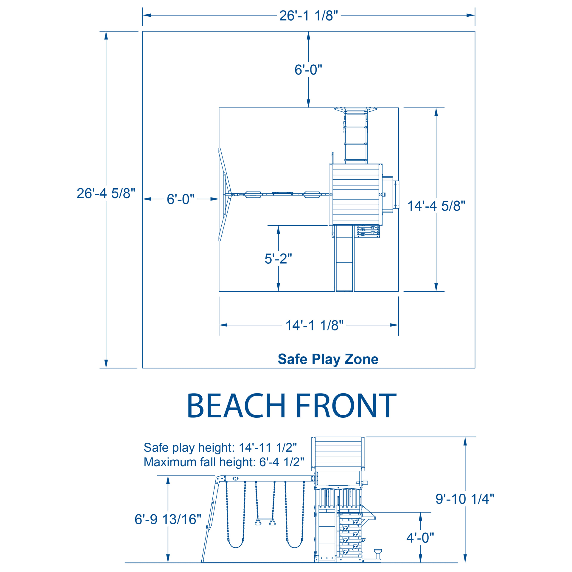 Beach Front Wooden Swing Set