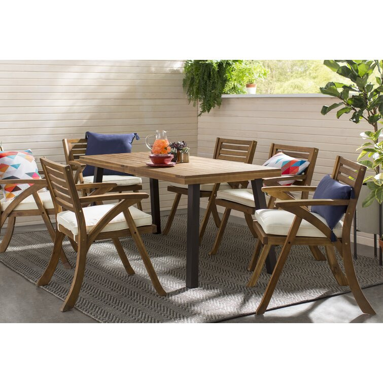 Rectangular 6 - Person 32.25'' Long Dining Set with Cushions