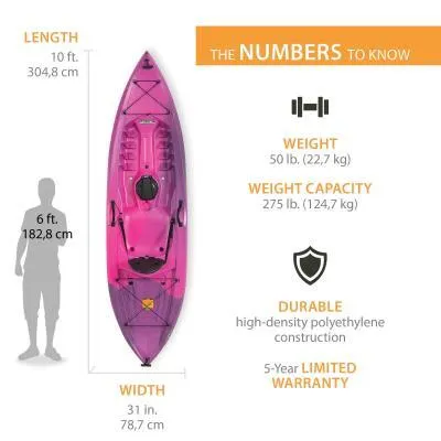 LIFETIME TIOGA 100 SIT-ON-TOP KAYAK (PADDLE INCLUDED)