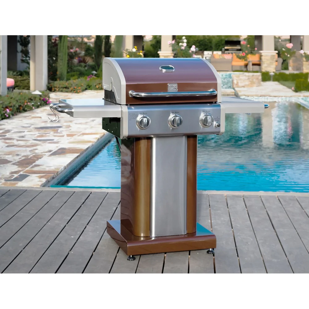 Kenmore 3 Burner Pedestal Grill with Foldable Side Shelves - product size:1298*613*1145mm