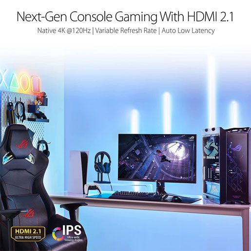 ASUS ROG Swift PG32UQ 32” 4K HDR 144Hz DSC HDMI 2.1 Gaming Monitor, UHD (3840 x 2160), IPS, 1ms, G-SYNC Compatible, Extreme Low Motion Blur Sync, Eye Care, DisplayPort, USB, DisplayHDR 600