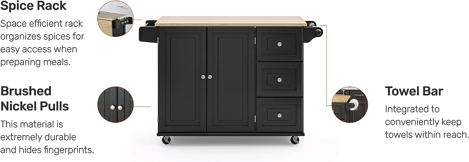 Liberty Black Kitchen Cart with Wood Top by Home Styles