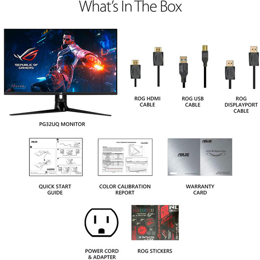 ASUS ROG Swift PG32UQ 32” 4K HDR 144Hz DSC HDMI 2.1 Gaming Monitor, UHD (3840 x 2160), IPS, 1ms, G-SYNC Compatible, Extreme Low Motion Blur Sync, Eye Care, DisplayPort, USB, DisplayHDR 600