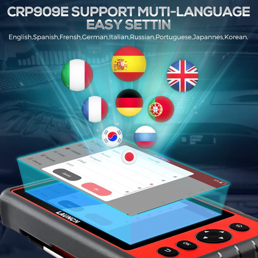 LAUNCH CRP909E Elite Full System OBD2 Scanner,OE-Level Car Diagnostic Scan Tool,26 Reset Service Functions,Key Program,TPMS,SAS,DPF,IMMO,ABS Bleeding, WiFi Free Update,TPMS As Gift