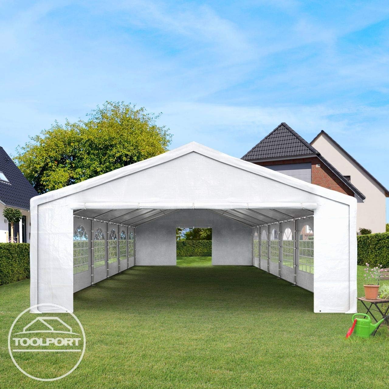 TOOLPORT 4x6 m / 4x8 m Excellent Marquee with strong approx. 240g/m² PE tarpaulin, Party Tent with fully galvanised & bolted steelframe white