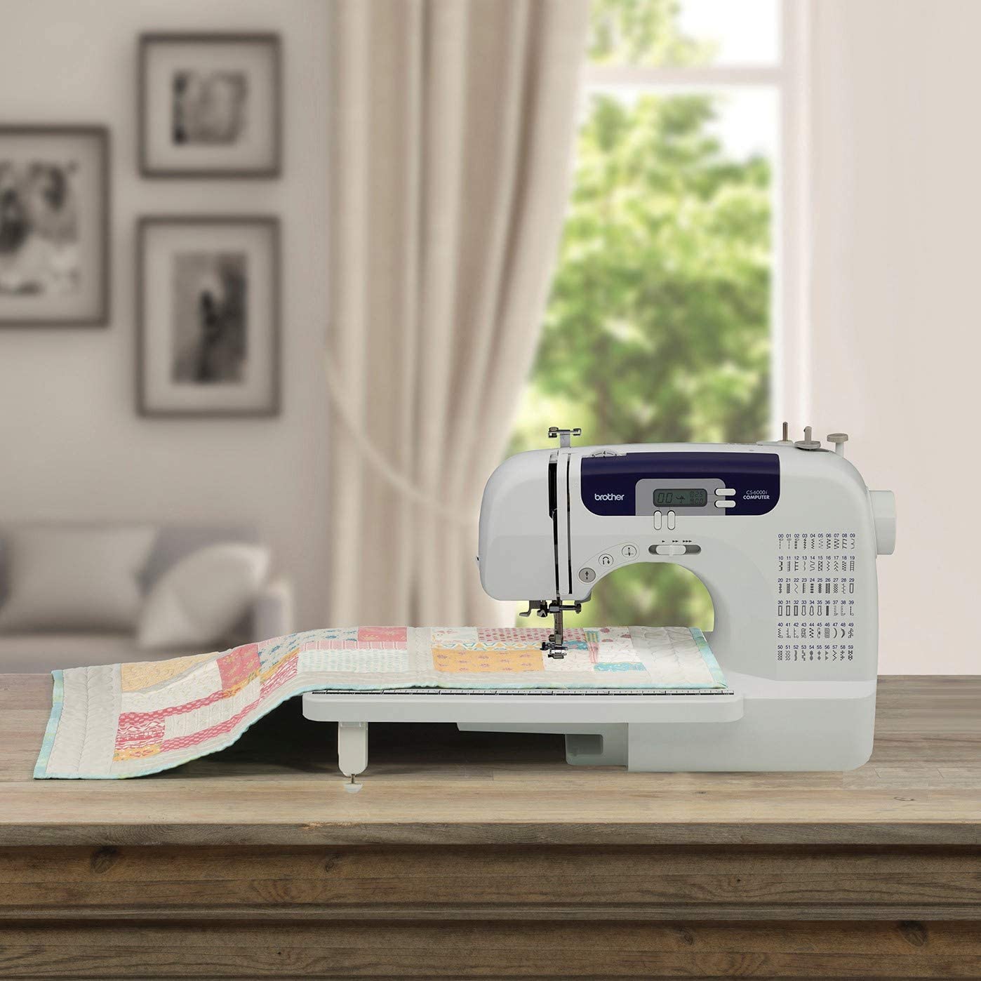 Brother Sewing and Quilting Machine, CS6000i, 60 Built-in Stitches, 2.0′′ LCD Display, Wide Table, 9 Included Sewing Feet