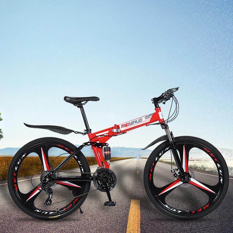 Mountain damping folding bicycle 26 inch disc brake 21 speed folding bicycle adult bicycle mountain bike snowmobile free shippin