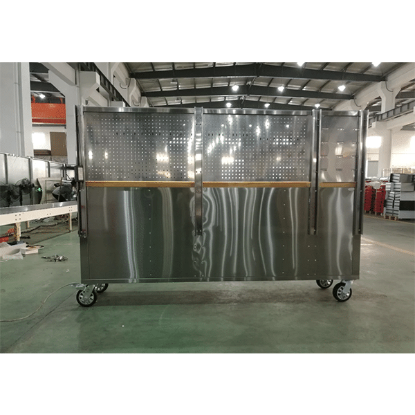 84INCH STAINLESS STEEL TOOL TROLLEY BOX CABINET WITH STAINLESS STEEL BACK BOARD
