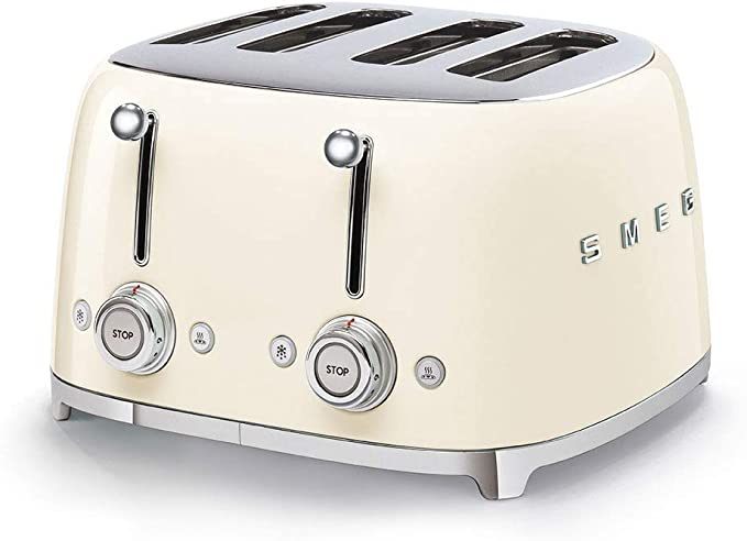 Smeg KLF04CRUK 1.7Ltr Variable Temperature Controlled Kettle and TSF03CRUK 4 Slice Toaster in Retro Cream