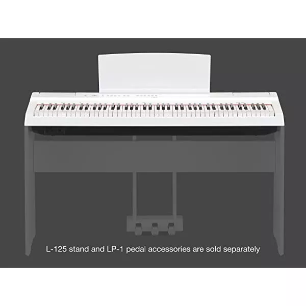 Yamaha P125 88-Key Weighted Action Digital Piano with Power Supply and Sustain Pedal, White