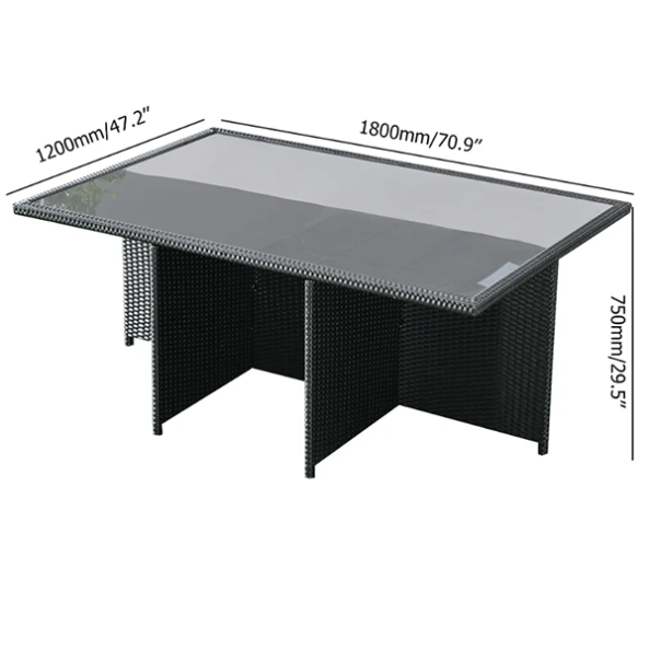 7 Piece Rattan Dining Table Outdoor Conversation Set