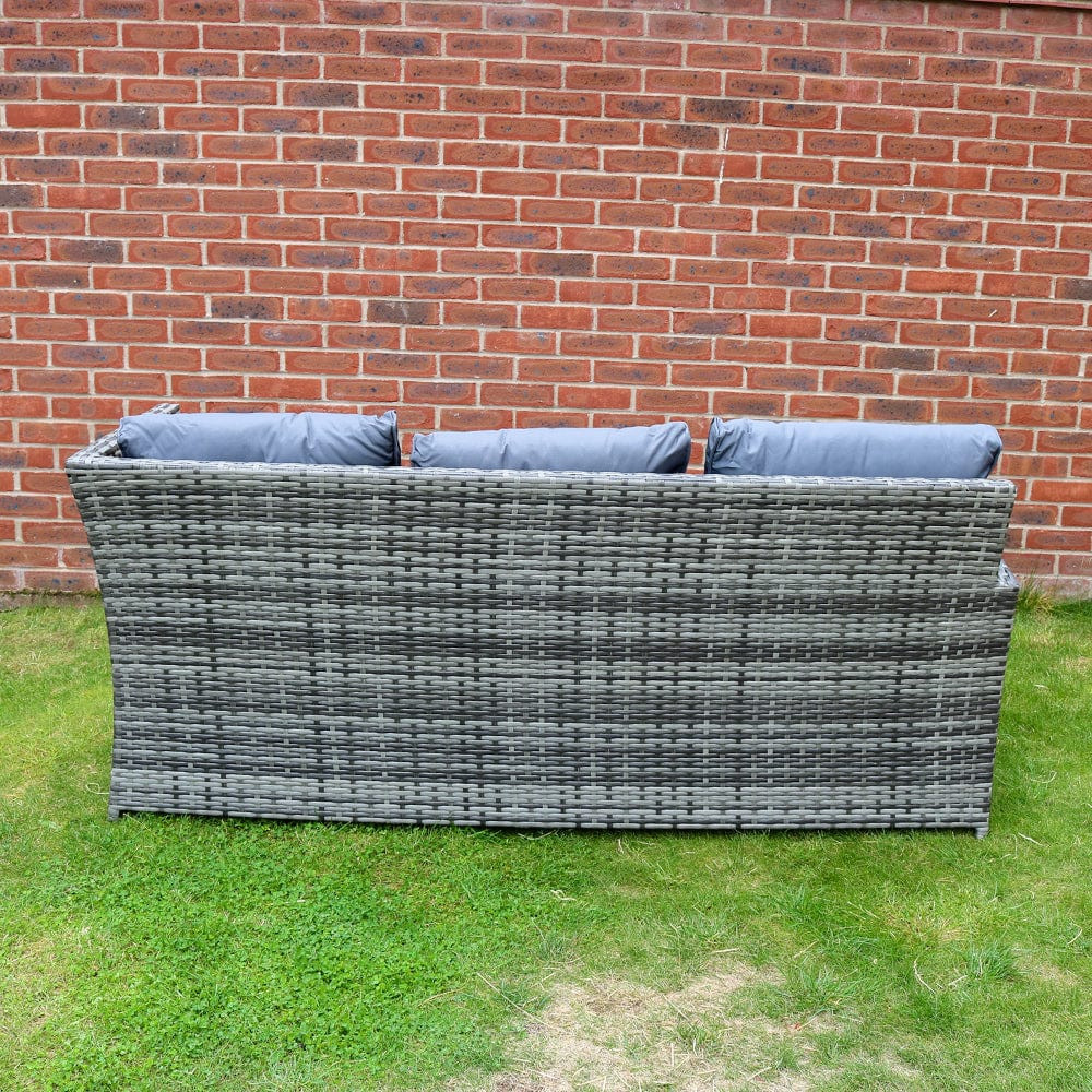 ROSEN 9 Seat Rattan Outdoor Dining Table with Cushions - Grey