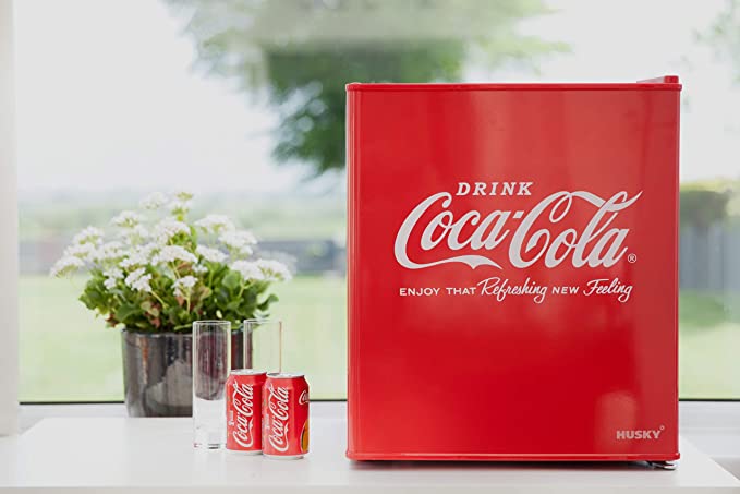 Husky HUS-EL196 Coca Cola Design Mini Fridge/Drinks Cooler, Red [Energy Class F]