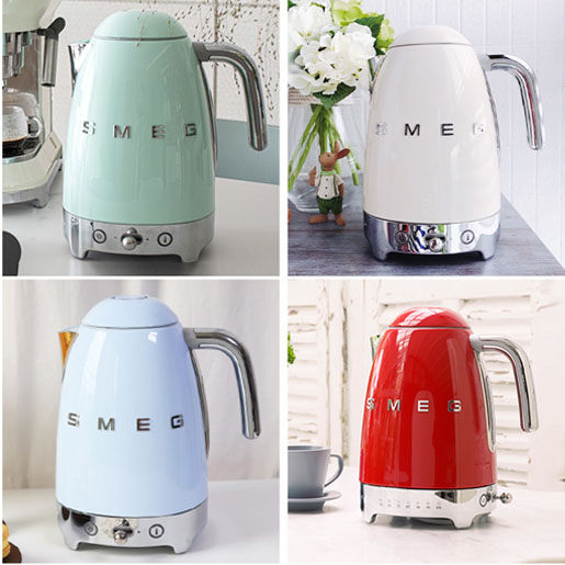 Smeg KLF04CRUK 1.7Ltr Variable Temperature Controlled Kettle and TSF03CRUK 4 Slice Toaster in Retro Cream