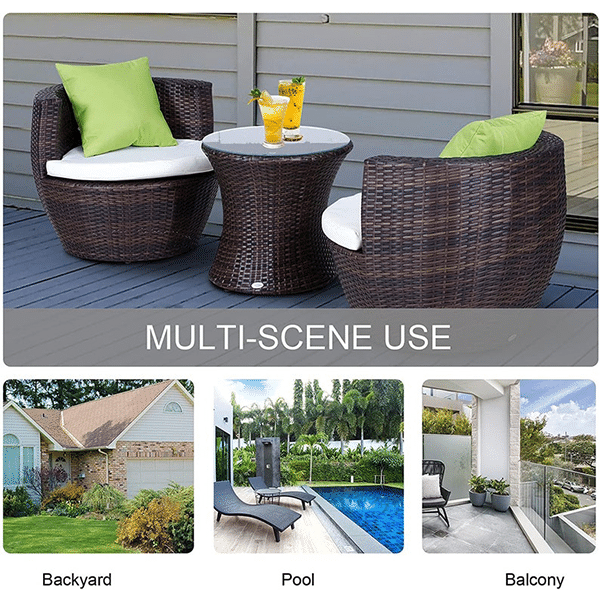 Rattan Wicker Bottle Shape Bistro Patio Set, Aluminium, Seat Pads