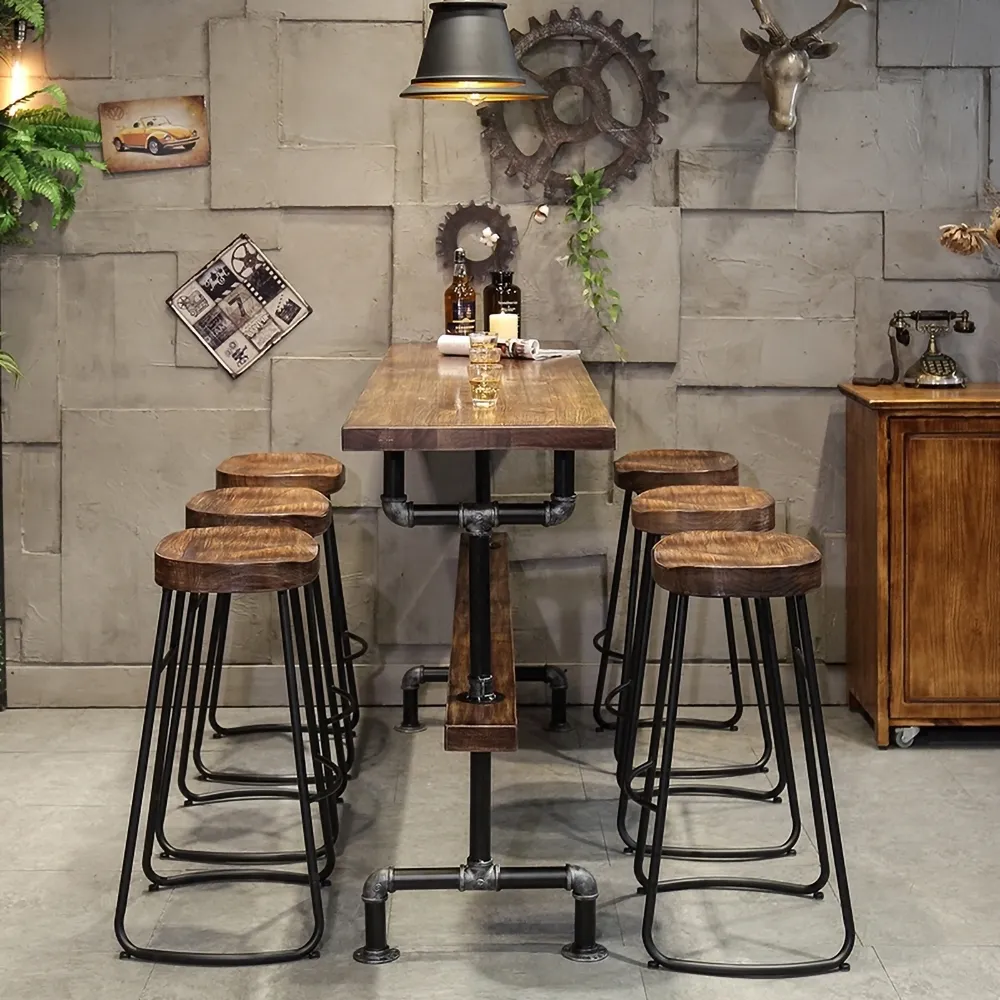 1300mm Retro Rectangular Bar Table Natural Industrial Pub Table