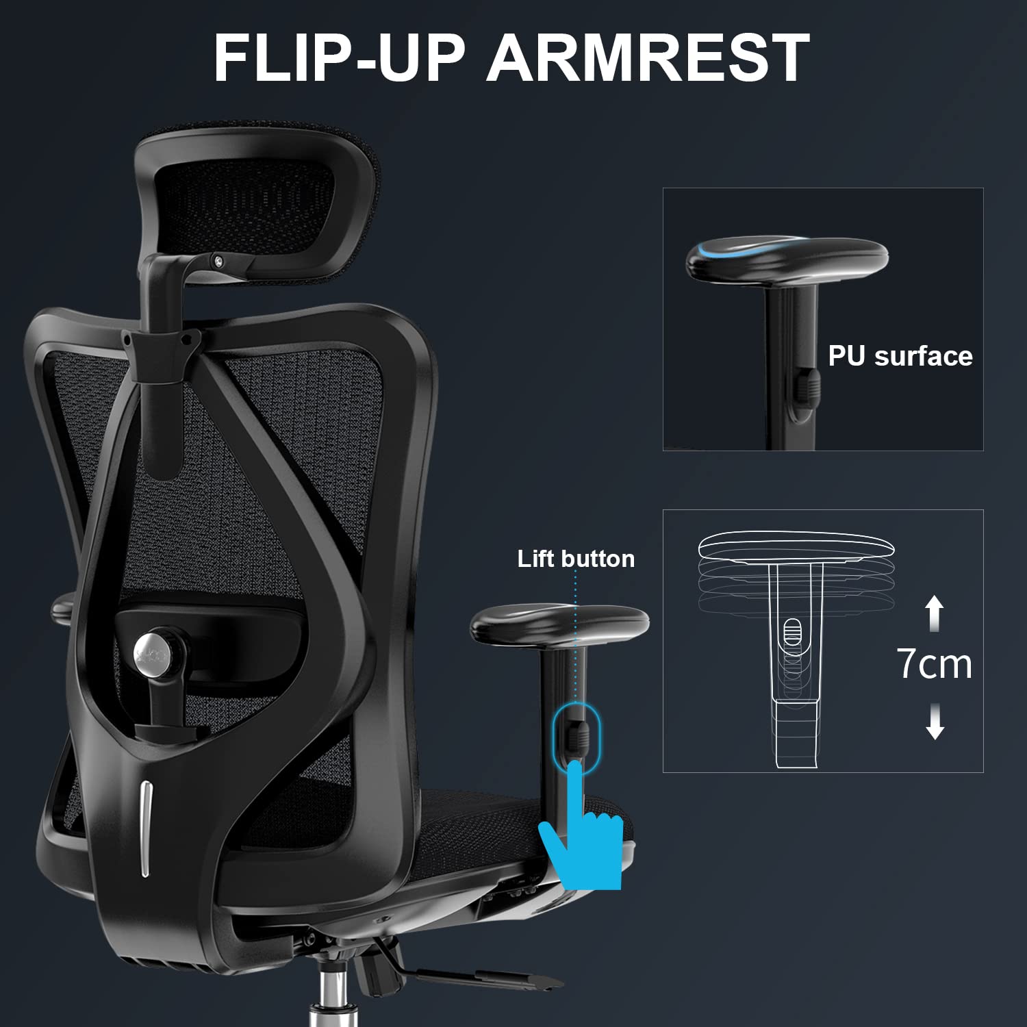 SIHOO Office Desk Chair, Ergonomic Computer Office Chair with Adjustable Headrest and Lumbar Support,High Back Executive Swivel Chair