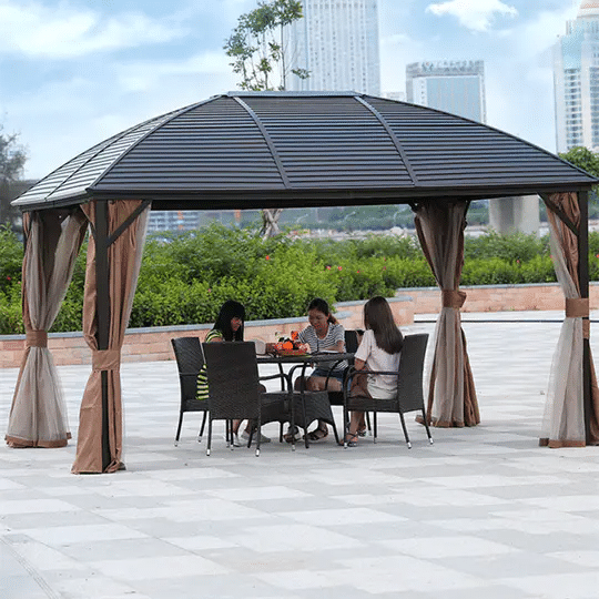 3x4meter Aluminum frame Roof Gazebo Solid Roof Party Galvanized Luxury Garden Gazebo Curved Metal Roof Hard Top Gazebo