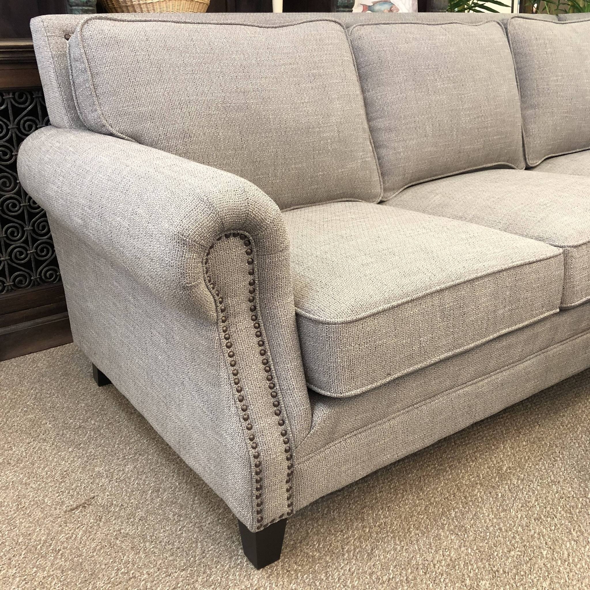 2PC Grey Sectional w/ Nailheads