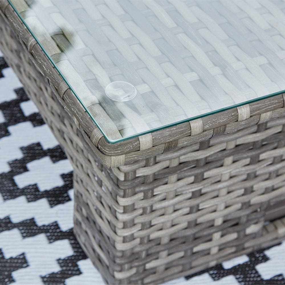 BARCELONA 9 SEATER RATTAN GARDEN DINING SET WITH RISING TABLE IN GREY