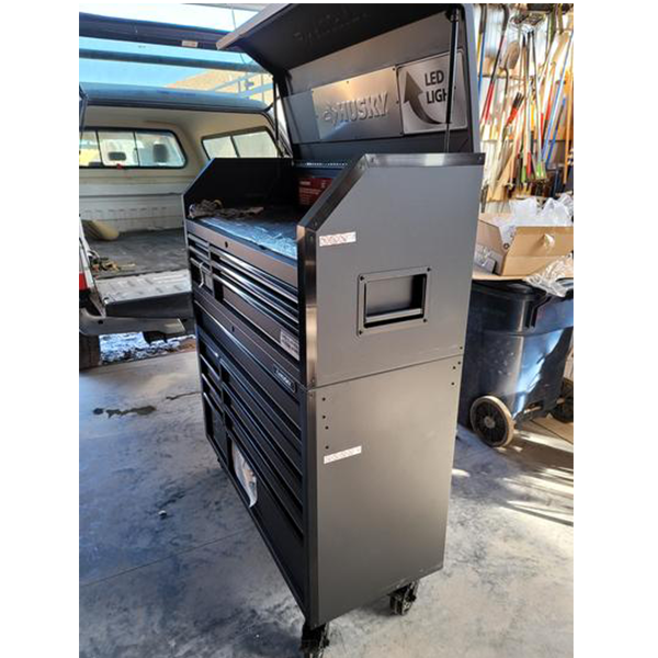 Industrial 52 in. W x 21.5 in. D 15-Drawer Tool Chest and Rolling Cabinet Combo with LED Light in Matte Black