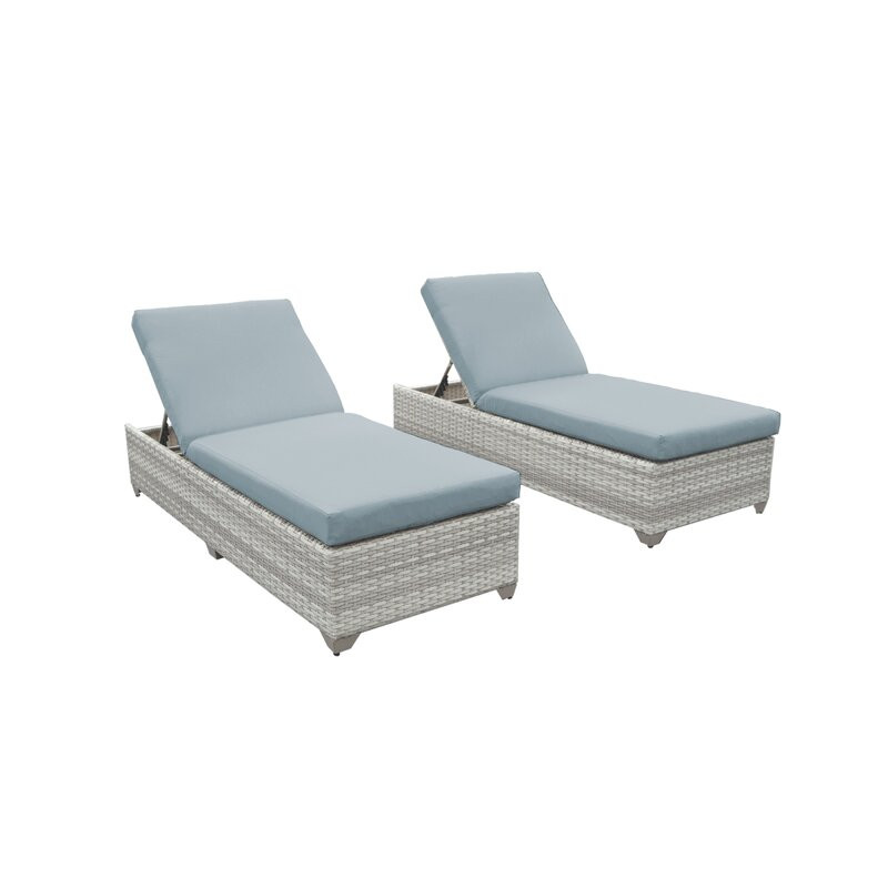 Long Reclining Chaise Lounge Set with Cushions (Set of 2)