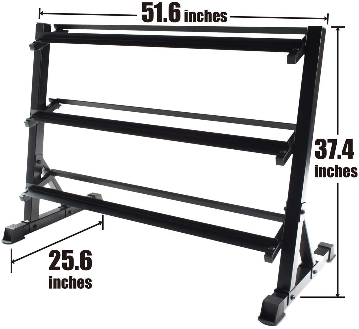 WF Athletic Supply Rubber Coated Hex Dumbbell Set with Dumbbell Rack