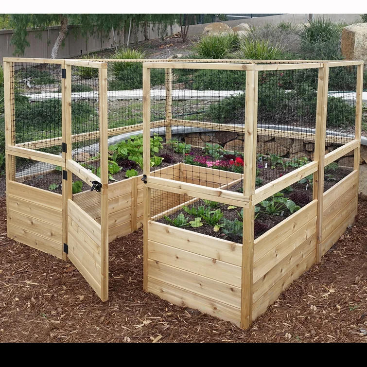 7.5 ft x 8 ft Wood Raised Garden Bed