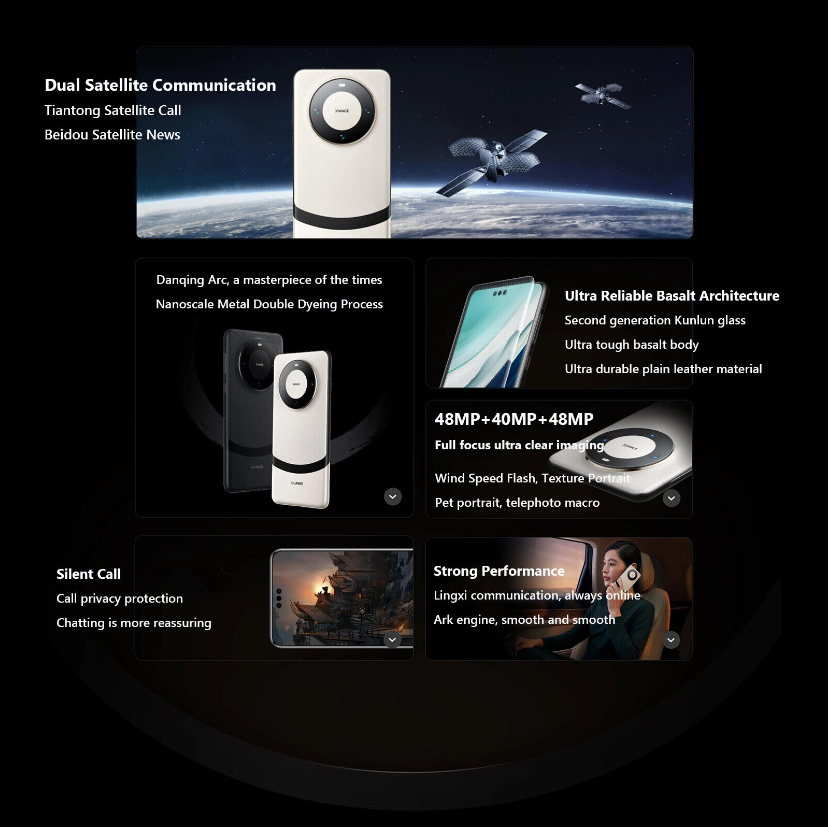 Huawei Mate 60 Pro  HarmonyOS 4.0 Kirin 9000S 120Hz 88W 50MP 16GB+1024GB NFC