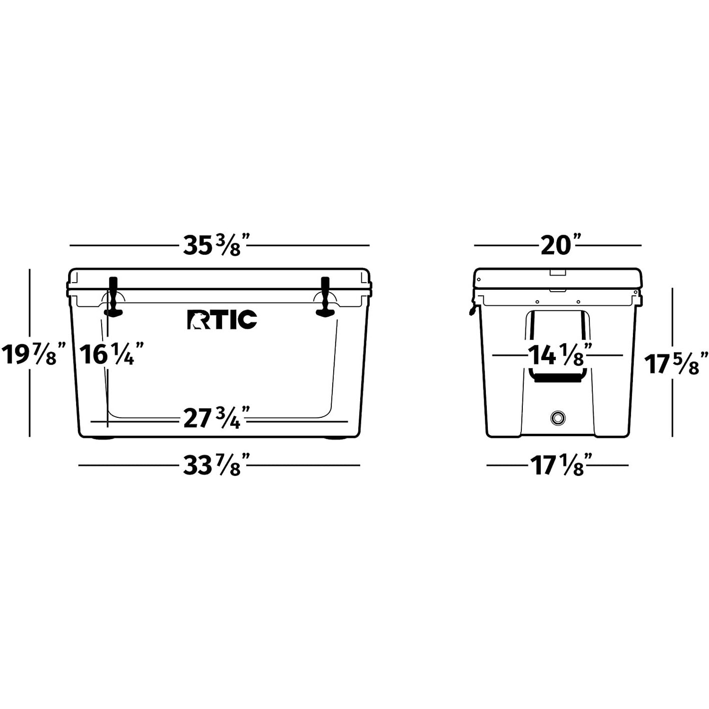 RTIC Hard Cooler, Ice Chest with Heavy Duty Rubber Latches, 3 Inch Insulated Walls