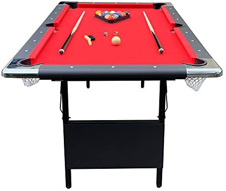 Hathaway Fairmont Portable 6-Ft Pool Table for Families with Easy Folding for Storage, Includes Balls, Cues, Chalk