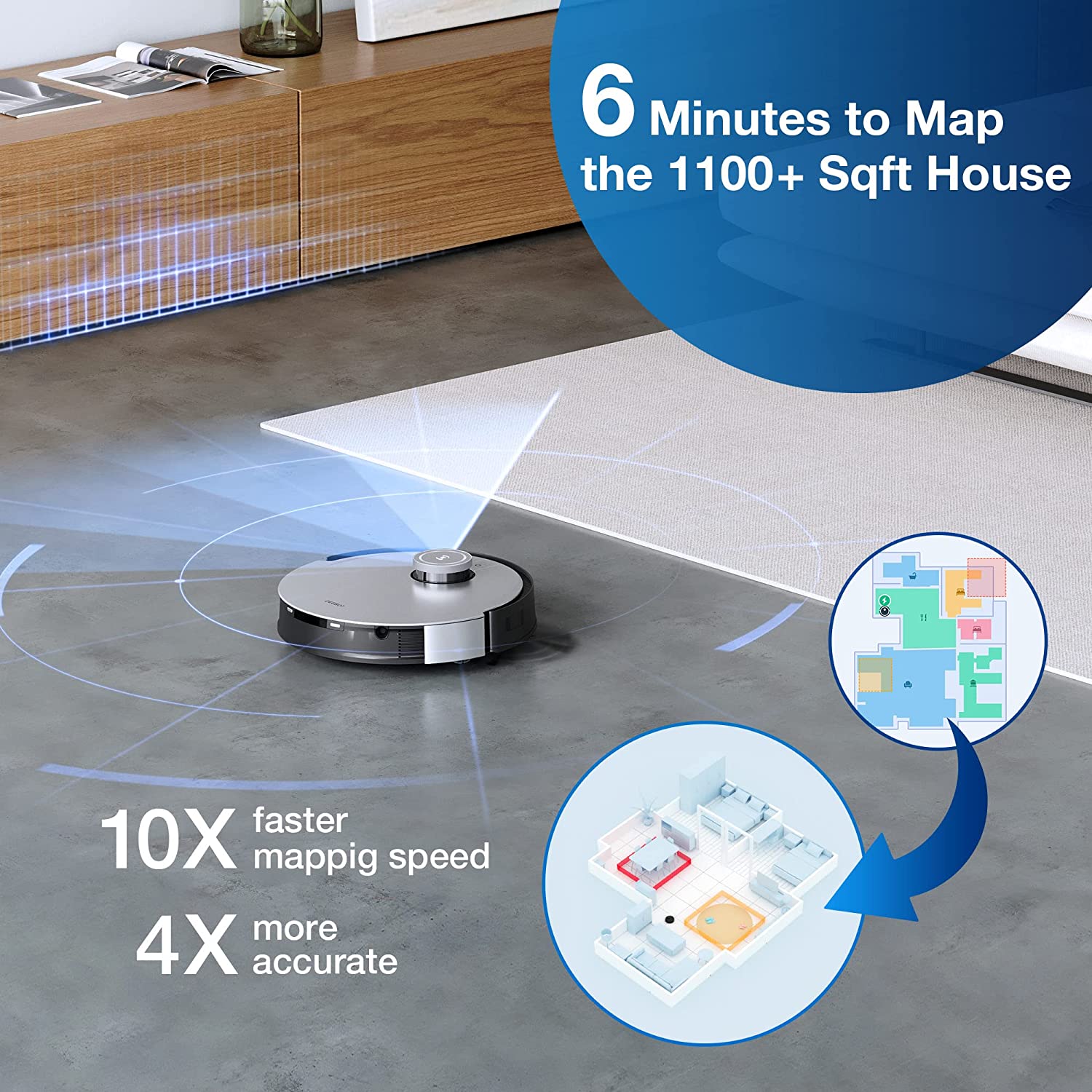 ECOVACS DEEBOT X1 OMNI Robot Vacuum Cleaner, Auto Mop Washing/Hot Air Drying/Water Refilling/Auto-Emptying, 260 min, 3875 sqft, Dual Mops, 3D Maps, Live Monitoring & Video Call, YIKO Voice Interaction