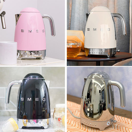 Smeg KLF04CRUK 1.7Ltr Variable Temperature Controlled Kettle and TSF03CRUK 4 Slice Toaster in Retro Cream