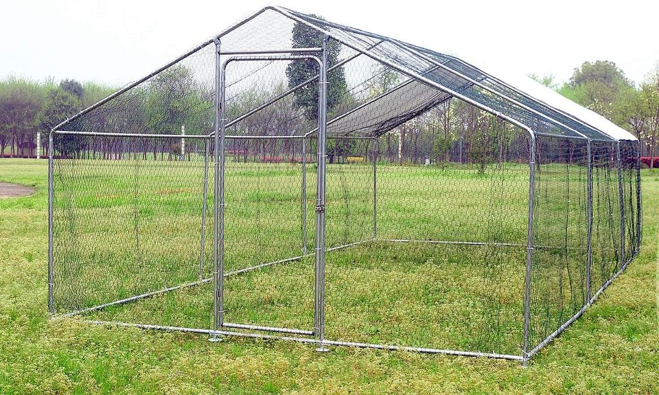 Metal Chicken Cage 10'x20'x6.4' large walk-in coop with cover