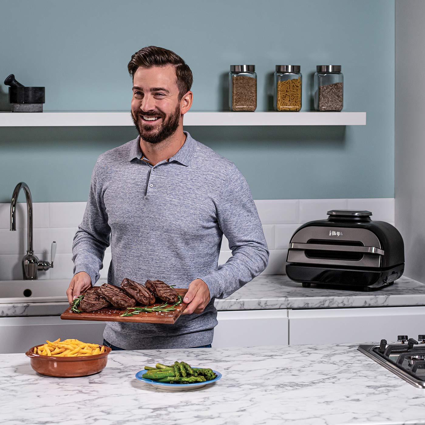 Ninja Foodi MAX Health Grill and Air Fryer [AG551UK], 3.8 L, Grey/Silver