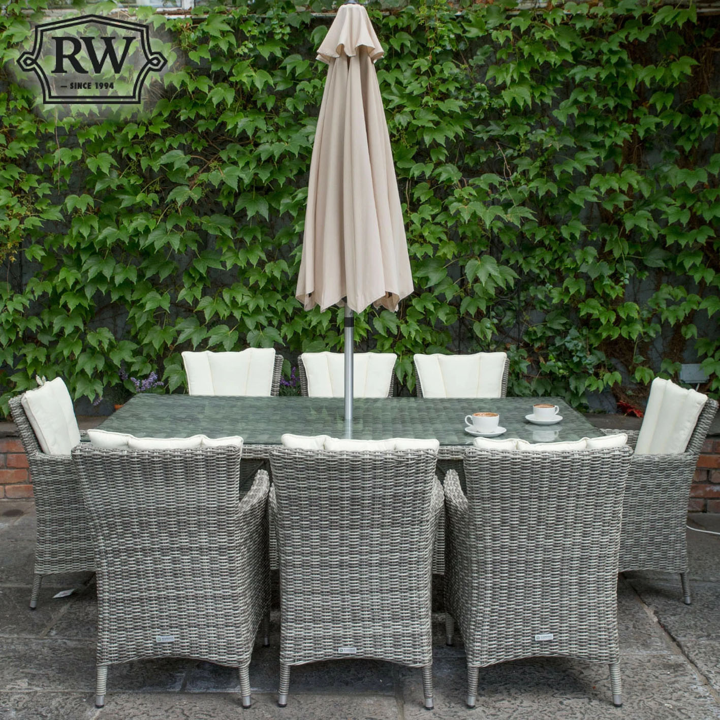 Oxford – 8 Seat Set with Rectangle Table (Light Grey)