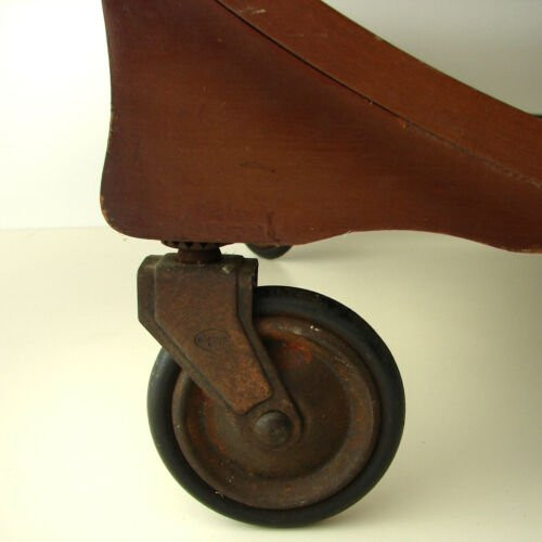 Vintage Art Deco round wooden mahogany tea drinks serving trolley 1930s 1940s