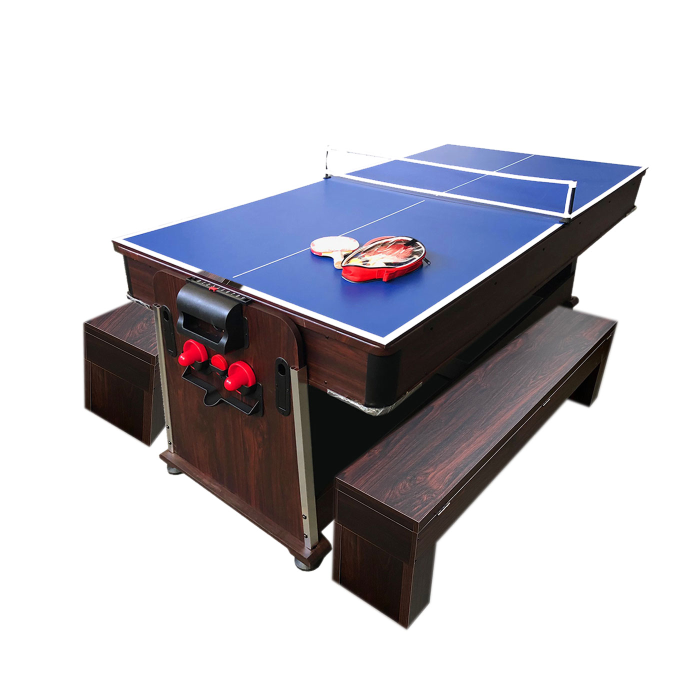 7 FT Pool Table Billiards + Air Hockey Table