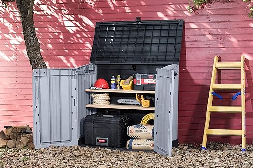 Keter Store it Out Nova Outdoor Garden Storage Shed, 32 x 71.5 x 113.5 cm, Light Grey with Dark Grey Lid