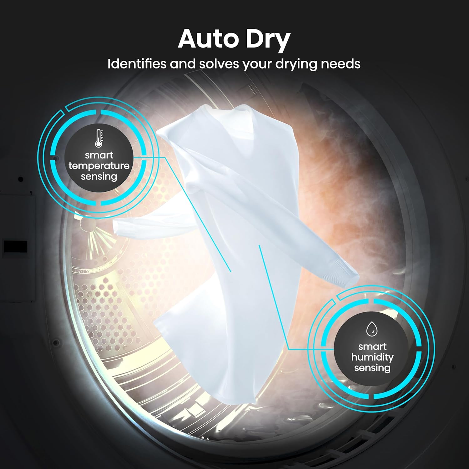 Hisense DH1Q802BW2 60cm Freestanding 8 KG Heatpump Front Load Tumble Dryer, 16 Programmes, Auto Dry, Steam Refresh, Allergy Care - White [Energy Class A]