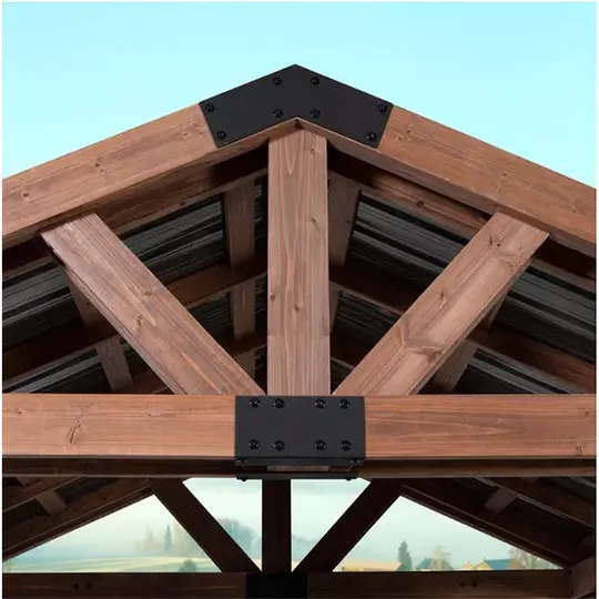 【Gazebo】【BS】10 x 12 ft. Solid Wood Patio Gazebo, Premium Cedar Framed Gazebo for Garden, Patio, Backyard