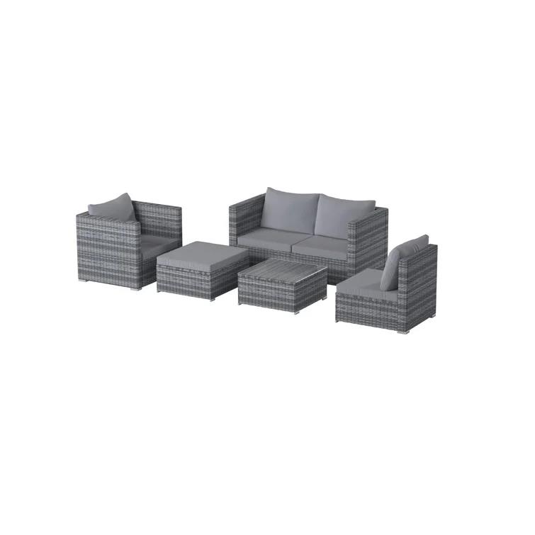 Cando Wicker/Rattan 5 - Person Seating Group with Cushions