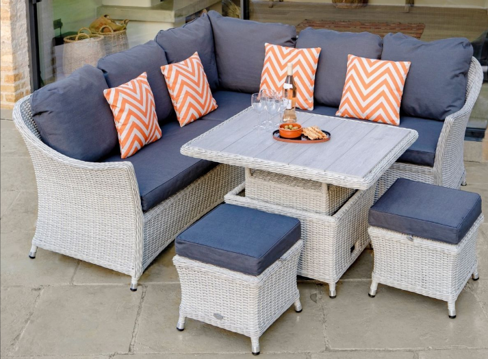 Bramblecrest Monterey Mini Corner Set with Adjustable Table - Dove Grey