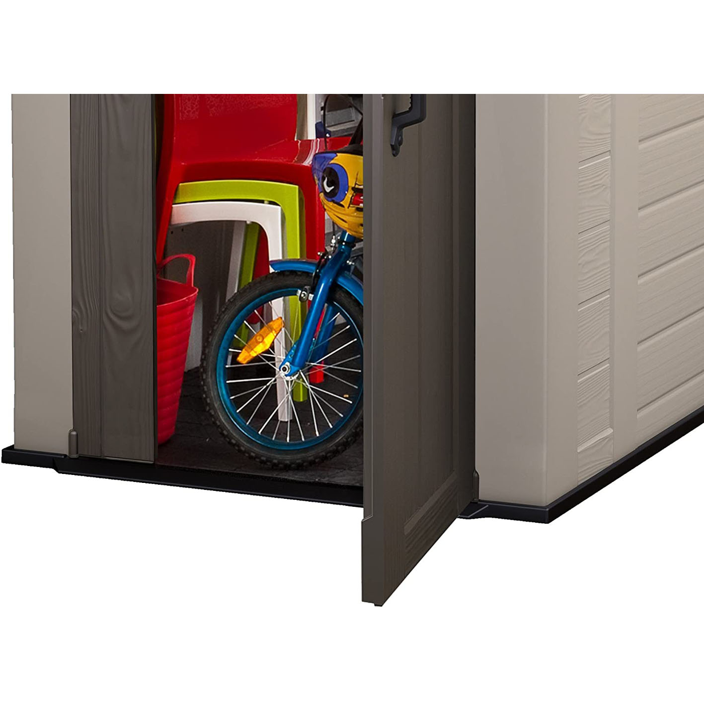 Keter Factor 4x6 Outdoor Storage Shed | Shop Patio Furniture, Garden Tools, Bicycle Accessories, Beach Chairs or Lawnmowers | Taupe & Brown