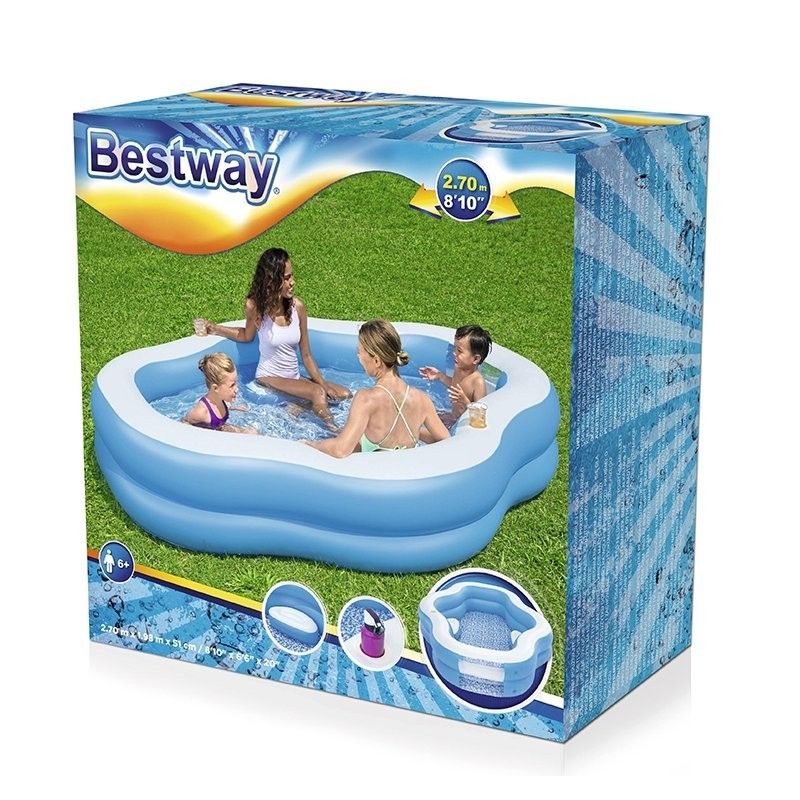 Bestway aufblasbares Familien-Schwimmbecken 270x198x51 cm +6 Jahre Garten 54409