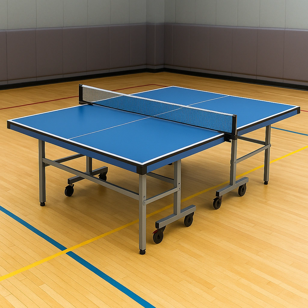 Table de ping-pong d'intérieur/extérieur, acier bleu, 274 x 152,5 x 76 cm