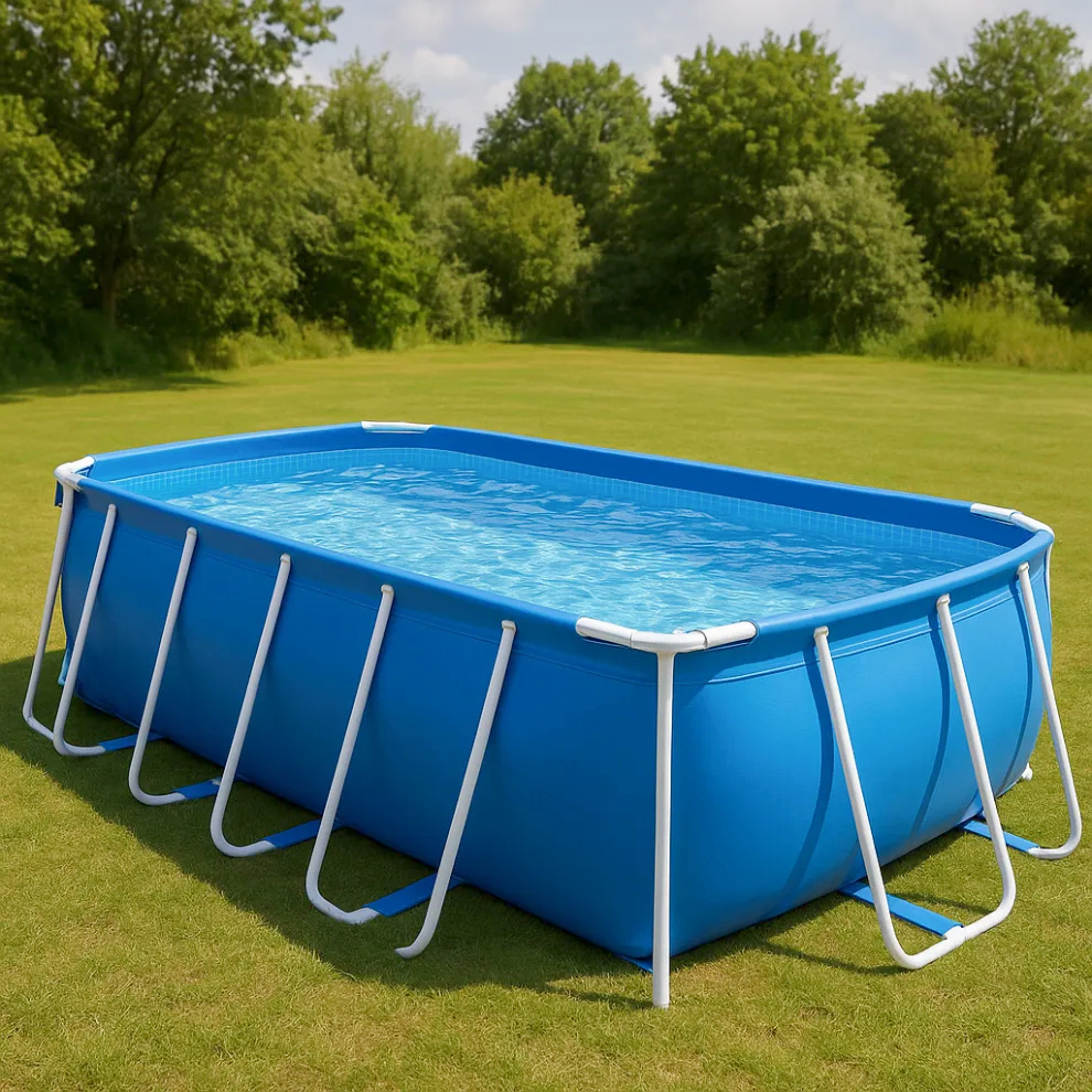 Rechteckiger PVC-Metall-Gartenpool, blau, rechteckiger PVC- und Metall-Rohrpool für den Garten, 549 x 274 x 122 cm, xecxltY642mw