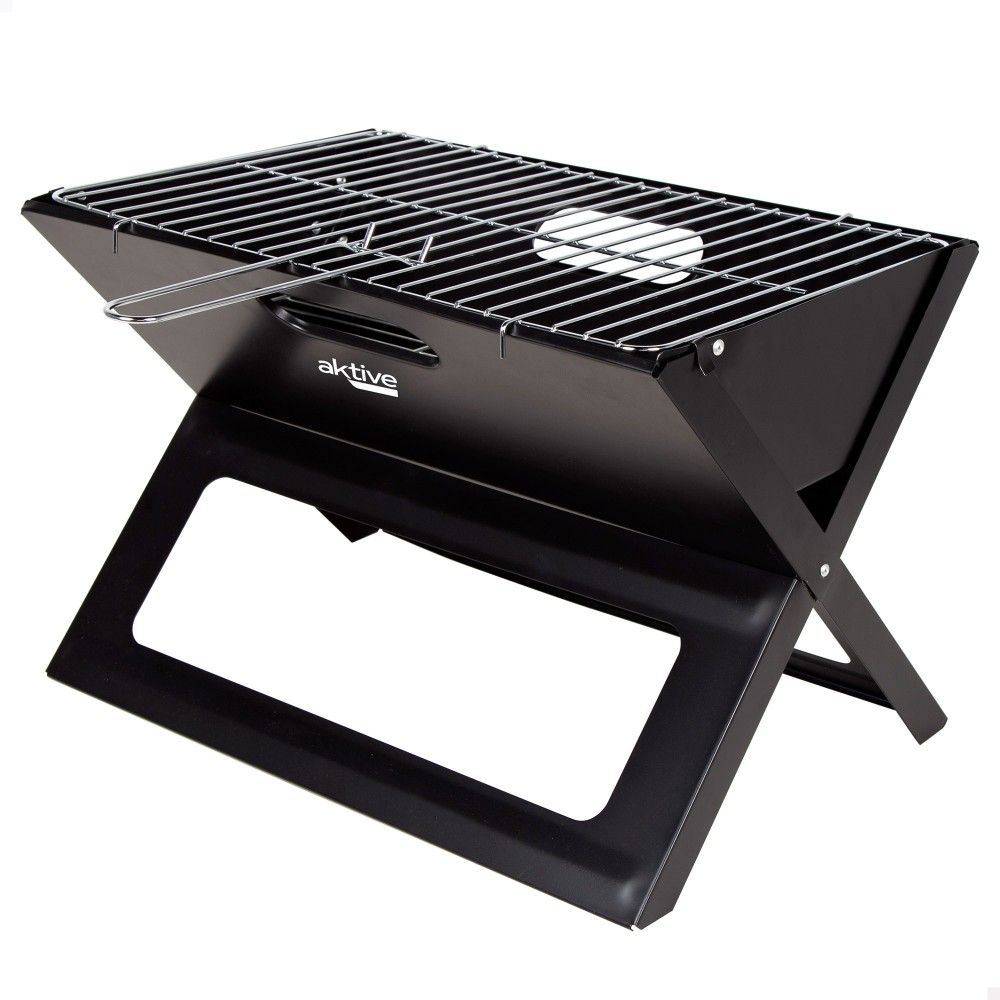 Aktive tragbarer und faltbarer Holzkohlegrill, 45 x 29 x 30 cm, Stahl, mit Tragegriff