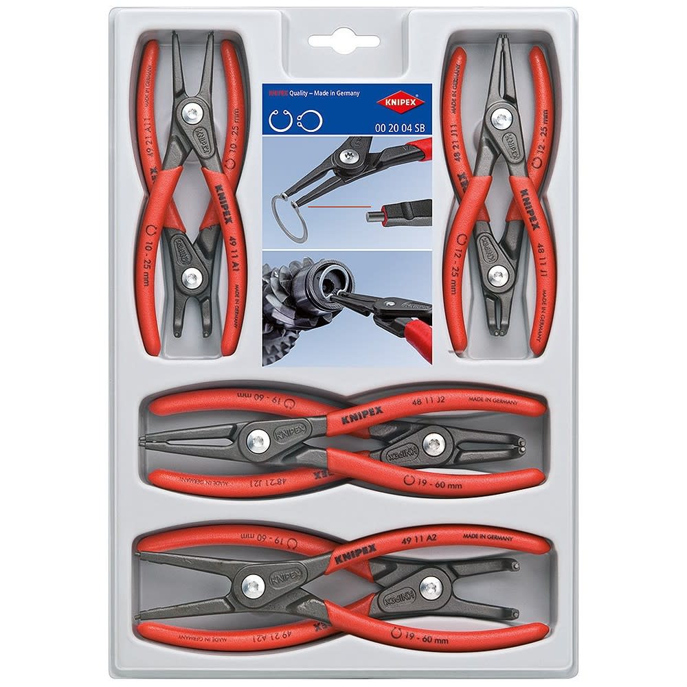 2025 Knipex 305mm 8-teiliges Präzisions-Sicherungsring-Pinzetten-Set